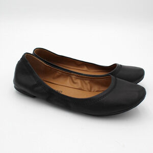 Lucky Brand Ballet Flat Women 7.5 Black Leather Minimalist Slip On Comfort Shoes